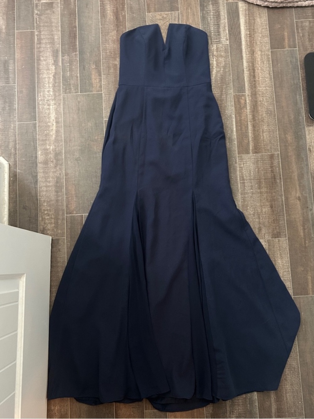 Navy strapless dress